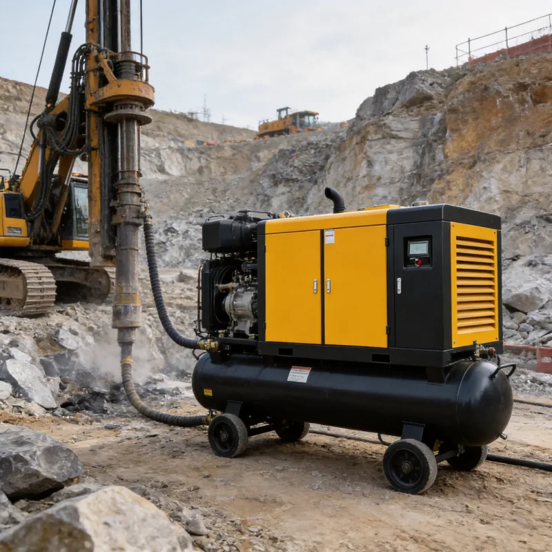 Diesel Air Compressors for Construction Rock Drilling