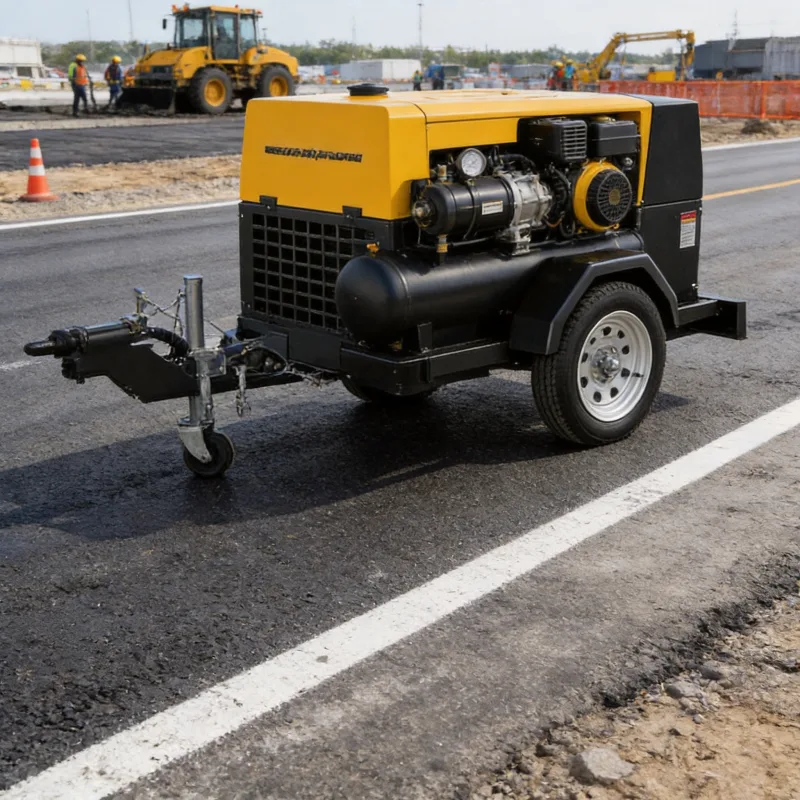 Trailer-Mounted Diesel Air Compressors for Road Work